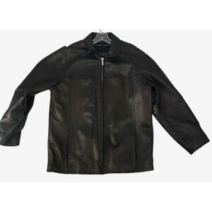 Wilsons Vintage Leather Motorcycle Bomber Jacket Mens Large Black